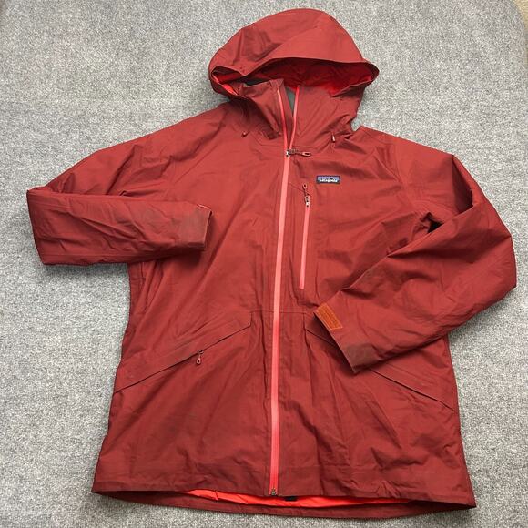 Patagonia Insulated Snowshot H2No Men’s Red Large Jacket Recco Ski Full Zip Hood